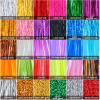 BBTO 60 Bags Colors Crystal Flash Fly Tying Material Fly Tying Thread Line Fly Tieing Kit for Hook Lure Dry Flies Jig Skirts Making, 300-400 Pcs Per Bag, Approx 30 Cm/ 11.81 Inches in Length view 3