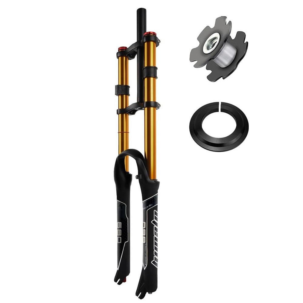 RUJIXU 26 27.5 29 Inch MTB Bike Suspension Fork Travel 135mm Downhill Fork Rebound Adjust Double Shoulder DH Air Straight 1-1/8 Ultralight Bicycle Shock Absorber Delivery from USA