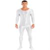 Yihuimin Men's Shiny Glossy Long Sleeve Unitard Full Bodysuit Leotard Jumpsuit Halloween Zentai Suit White X-Large view 1