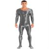 Yihuimin Men's Shiny Glossy Long Sleeve Unitard Full Bodysuit Leotard Jumpsuit Halloween Zentai Suit Grey X-Large view 1