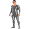 Yihuimin Men's Shiny Glossy Long Sleeve Unitard Full Bodysuit Leotard Jumpsuit Halloween Zentai Suit Grey X-Large view 4