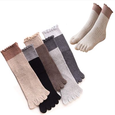 NENGGE 5 Pairs Women Toe Socks Cotton Comfy High Cut Five Sock Athletic Ankle for Ladies Cute Cat Dog Five Finger Sock,L