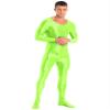 Yihuimin Men's Shiny Glossy Long Sleeve Unitard Full Bodysuit Leotard Jumpsuit Halloween Zentai Suit Green X-Large view 2