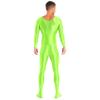 Yihuimin Men's Shiny Glossy Long Sleeve Unitard Full Bodysuit Leotard Jumpsuit Halloween Zentai Suit Green X-Large view 3