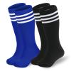 American Trends Kids Soccer Socks Toddler Knee High Tube Socks for Boys Girls School Uniform Striped Long Sports Athletic 2 Pack Blue Black White 3-6 Years view 1