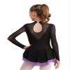 Aislor Girls Mesh Splice Figure Ice Skating Dress Long Sleeves Ballet Dance Gymnastics Leotards Tutu Dress Dancewear Purple 16 Years view 2