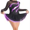 Aislor Girls Mesh Splice Figure Ice Skating Dress Long Sleeves Ballet Dance Gymnastics Leotards Tutu Dress Dancewear Purple 16 Years view 3