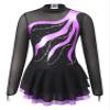 Aislor Girls Mesh Splice Figure Ice Skating Dress Long Sleeves Ballet Dance Gymnastics Leotards Tutu Dress Dancewear Purple 16 Years view 4