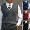 Niiyyjj Men's Knitted Sweater Vest Casual Sleeveless V-Neck Sweater Solid Color Casual Pullover Nmy119 Black S view 2