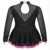 Aislor Girls Mesh Splice Figure Ice Skating Dress Long Sleeves Ballet Dance Gymnastics Leotards Tutu Dress Dancewear Hot Pink 16 Years view 4