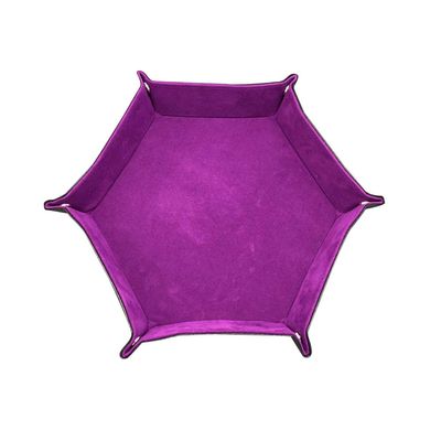 Zerodeko Dice Tray Storage Box Hexagon Foldable Tray Leather Dice Cup Great for Mobiles Watches Keys Jewelry Easy Open/Close