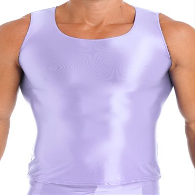 Agoky Men's Stretch Cool Dry Muscle Tank Tops Bodybuilding Fitness Sleeveless Singlet Shirts 2#Purple Large