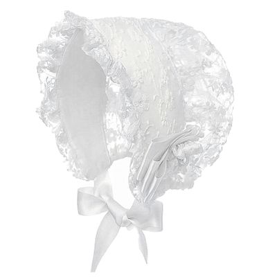 YOOJIA Baby Girls Bonnet Christening Lace Hat Caps Breathable Adjustable Baby Girl Sun Hat Beanie for Toddler White One Size