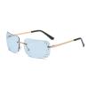 laureles Vintage Rimless Sunglasses Women Rectangle Frameless Rhinestones Square Sun Glasses Men (Blue) view 1