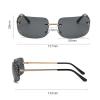 laureles Vintage Rimless Sunglasses Women Rectangle Frameless Rhinestones Square Sun Glasses Men (Blue) view 4