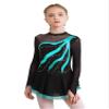 Aislor Girls Mesh Splice Figure Ice Skating Dress Long Sleeves Ballet Dance Gymnastics Leotards Tutu Dress Dancewear Lake Green 16 Years view 1