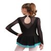 Aislor Girls Mesh Splice Figure Ice Skating Dress Long Sleeves Ballet Dance Gymnastics Leotards Tutu Dress Dancewear Lake Green 16 Years view 2