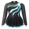 Aislor Girls Mesh Splice Figure Ice Skating Dress Long Sleeves Ballet Dance Gymnastics Leotards Tutu Dress Dancewear Lake Green 16 Years view 4