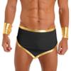 Yihuimin Men's Greek Warrior Costume Halloween Toga Bikini Briefs with Bracelet Cosplay Lingerie Set Black XX-Large view 1