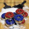 Shuffleboard Pucks and Sand Set - 2 1/8" Table Pucks with 2 Cans Wax, Mini Brush and Dustpan view 2