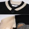 ebossy Womens Cute Bear Embroidery Knit Cardigans Casual Loose Button Down Drape Long Sleeve Varsity Sweater Jacket (L, Black) view 3