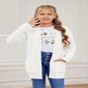Batermoon Girls' Cardigan Sweaters Kids Cable Knit Casual Oversized Open Front Knitted Outerwear with Pocket White view 2