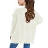 Batermoon Girls' Cardigan Sweaters Kids Cable Knit Casual Oversized Open Front Knitted Outerwear with Pocket White view 3