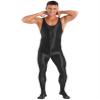 Hedmy Men's Long Sleeves One Piece Unitard Jumpsuit Stretch Spandex Sports Full Bodysuit Rompers Sleeveless Black X-Large view 2