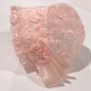 YONGHS Baby Girls Lace Bonnet Toddler Princess Ruffle Christening Bonnet Cap Infant Lacy Beanie Pink One Size view 2