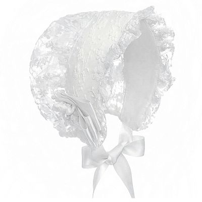 YONGHS Baby Girls Lace Bonnet Toddler Princess Ruffle Christening Bonnet Cap Infant Lacy Beanie White One Size