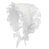 YONGHS Baby Girls Lace Bonnet Toddler Princess Ruffle Christening Bonnet Cap Infant Lacy Beanie White One Size view 2