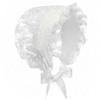 renvena Baby Girls Lacy Bonnet Lace Satin Christening Bonnet Cap Toddler Beanie Sun Protection Hat White One Size view 1