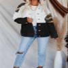 Recious Womens Casual Long Sleeve Lapel Button Down Printed Paneled Velvet Outwear Coat Jackets Black view 2