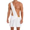 QinCiao Men's Halloween Costume One Shoulder Ancient Greek God Knight Warrior Cosplay Outfits White Large