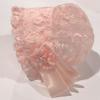 renvena Baby Girls Lacy Bonnet Lace Satin Christening Bonnet Cap Toddler Beanie Sun Protection Hat Pink One Size view 2