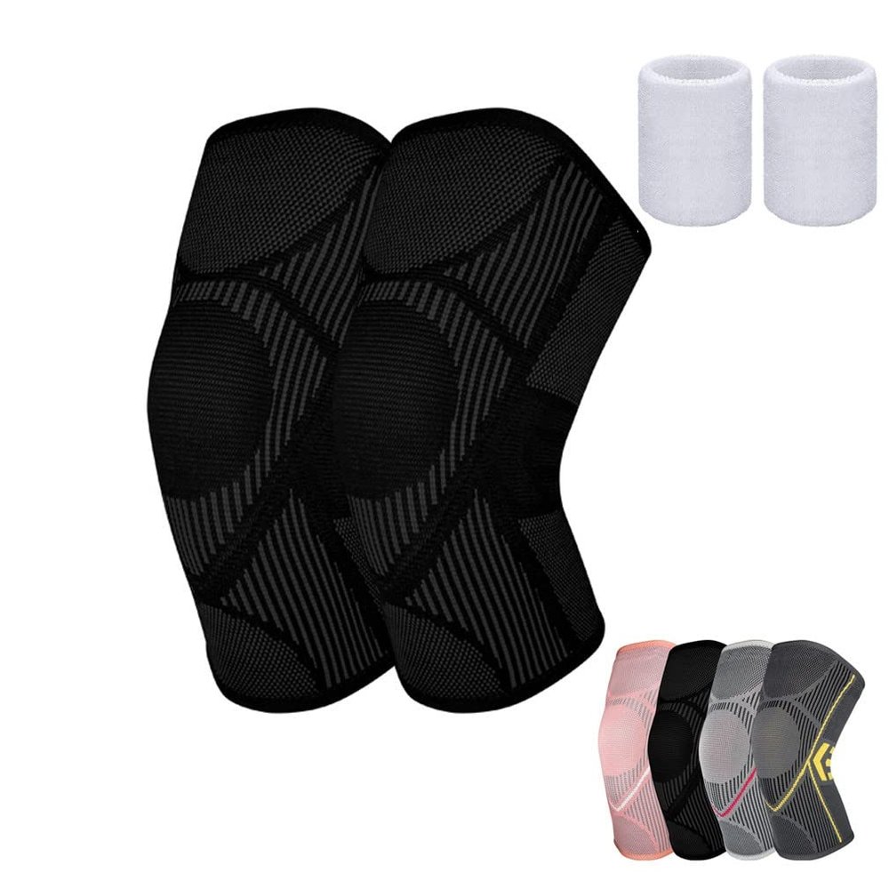 ADLIKES Knee Pads Brace Compression Sleeve for Running for Men & Women | Knee Pads for Meniscus Tear, Arthritis, Joint Pain Relief Black S