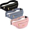 3 Pcs Waterproof Fanny Packs for Women and Men Waist Pack with Adjustable Strap Waist Pouch for Sports Running Exercise Walking Travel (Black, Blue, Pink) view 1