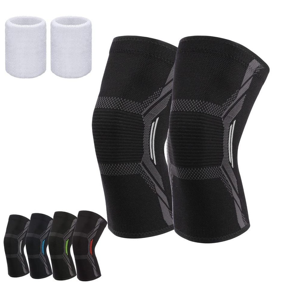 ADLIKES Knee Pads Brace Compression Sleeve for Running for Men & Women | Knee Pads for Meniscus Tear, Arthritis, Joint Pain Relief(2pc) Black L