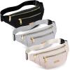 3 Pcs Waterproof Fanny Packs for Women and Men Waist Pack with Adjustable Strap Waist Pouch for Sports Running Exercise Walking Travel (Black, Gray, White) view 1
