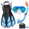 AosDero Kids Snorkeling Set with Flippers Panoramic Snorkel Mask Dry Top Snorkel Earplugs Gear Bag,Snorkeling Gear for Kids,Youth,Boys and Girls Age 5-12 view 1