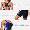 beautyin Women Kneeskin Sports Boyleg Racerback One Piece Training Lap Swimsuit Blue Print view 4