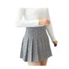Bestgift Women's Skirt Summer jk Skirt Large Size Plaid Pleated Skirt Student high Waist a-line Short Skirt Dark Grey L view 1