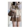 Bestgift Women's Skirt Summer jk Skirt Large Size Plaid Pleated Skirt Student high Waist a-line Short Skirt Dark Grey L view 2