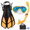 AosDero Kids Snorkeling Set with Flippers Panoramic Snorkel Mask Dry Top Snorkel Earplugs Gear Bag,Snorkeling Gear for Kids,Youth,Boys and Girls Age 5-12 view 1