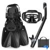 AosDero Mask Fins Snorkeling Gear for Adults Men Women, Panoramic View Diving Mask, Anti-Fog Dry Top Snorkel, Adjustable Freediving Swimming Fins/Flippers, Travel Bags for Lap Swimming view 1