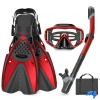 AosDero Mask Fins Snorkeling Gear for Adults Men Women, Panoramic View Diving Mask, Anti-Fog Dry Top Snorkel, Adjustable Freediving Swimming Fins/Flippers, Travel Bags for Lap Swimming view 1