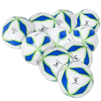 Aoneky Size 5 10-Pack Adult Soccer Ball - Eco-Friendly 2.5mm PVC Leather, Durable Machine-Stitched Design, Ball Pump Included