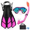 AosDero Kids Snorkeling Set with Flippers Panoramic Snorkel Mask Dry Top Snorkel Earplugs Gear Bag,Snorkeling Gear for Kids,Youth,Boys and Girls Age 5-12 view 1