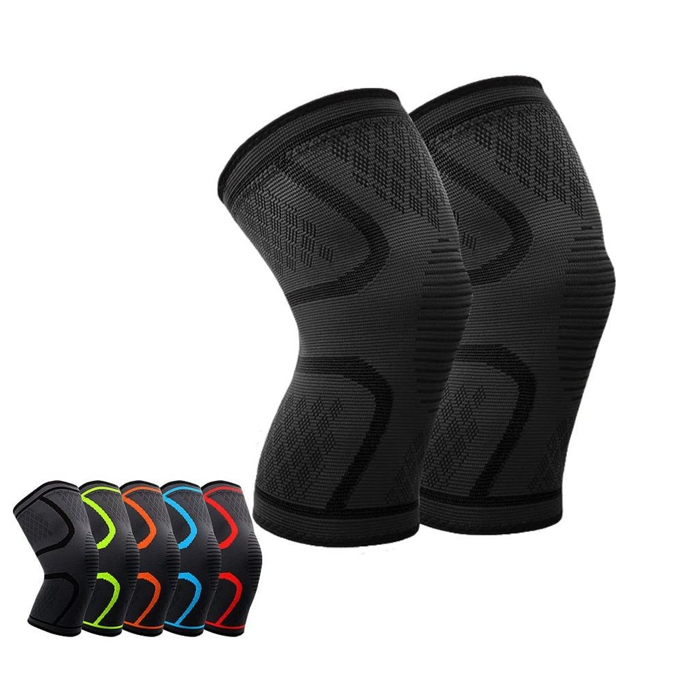 ADLIKES Knee and Elbow Pads Protective Gear Set Compression Sleeve for Running,Meniscus Tear, Arthritis, Joint Pain Relief for Men & Women(2pc) Black L