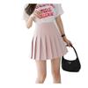 Bestgift Women's College Style Pleated Skirt Short Skirt jk high Waist A-line Suit Skirt Pink L view 1